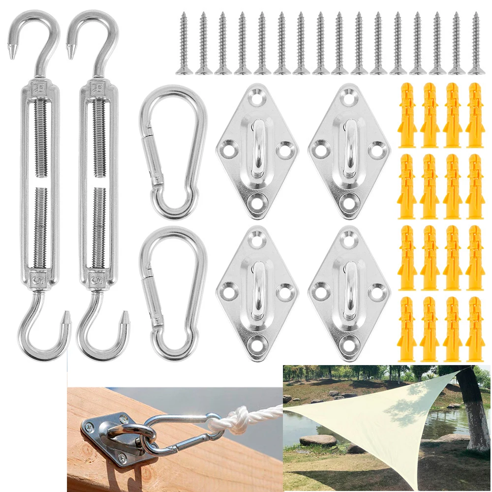 Awning Attachment Set M5 Camping Sun Shade Sail Net Fixing Canopy Hook 304 Stainless Steel Outdoors Garden Hardware Fittings