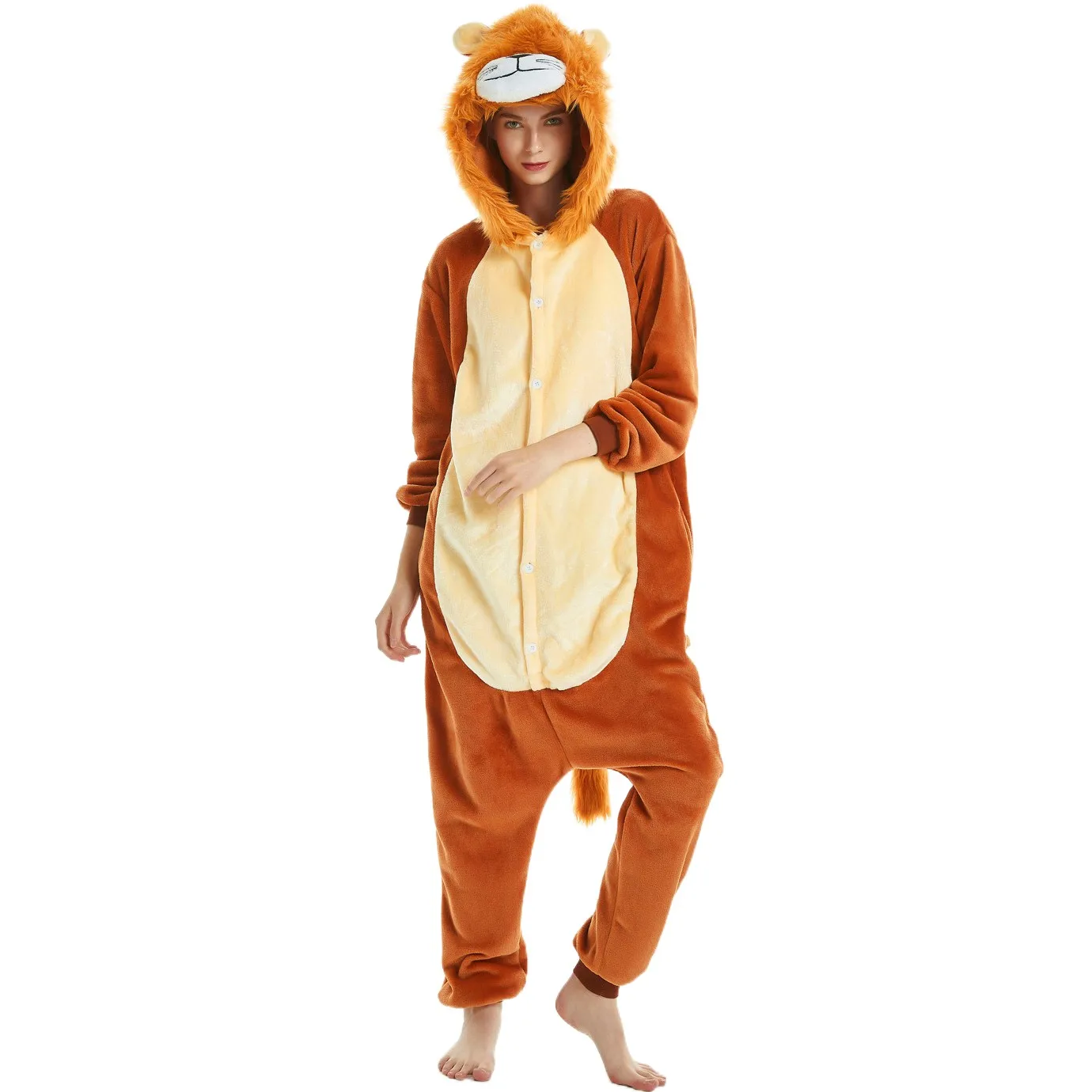 Animal Kigurumi Lion Cartoon Onesies Women Pajamas Anime Onesie For Adults Pyjamas Boys Girls Pijamas Flannel One-Piece Costumes