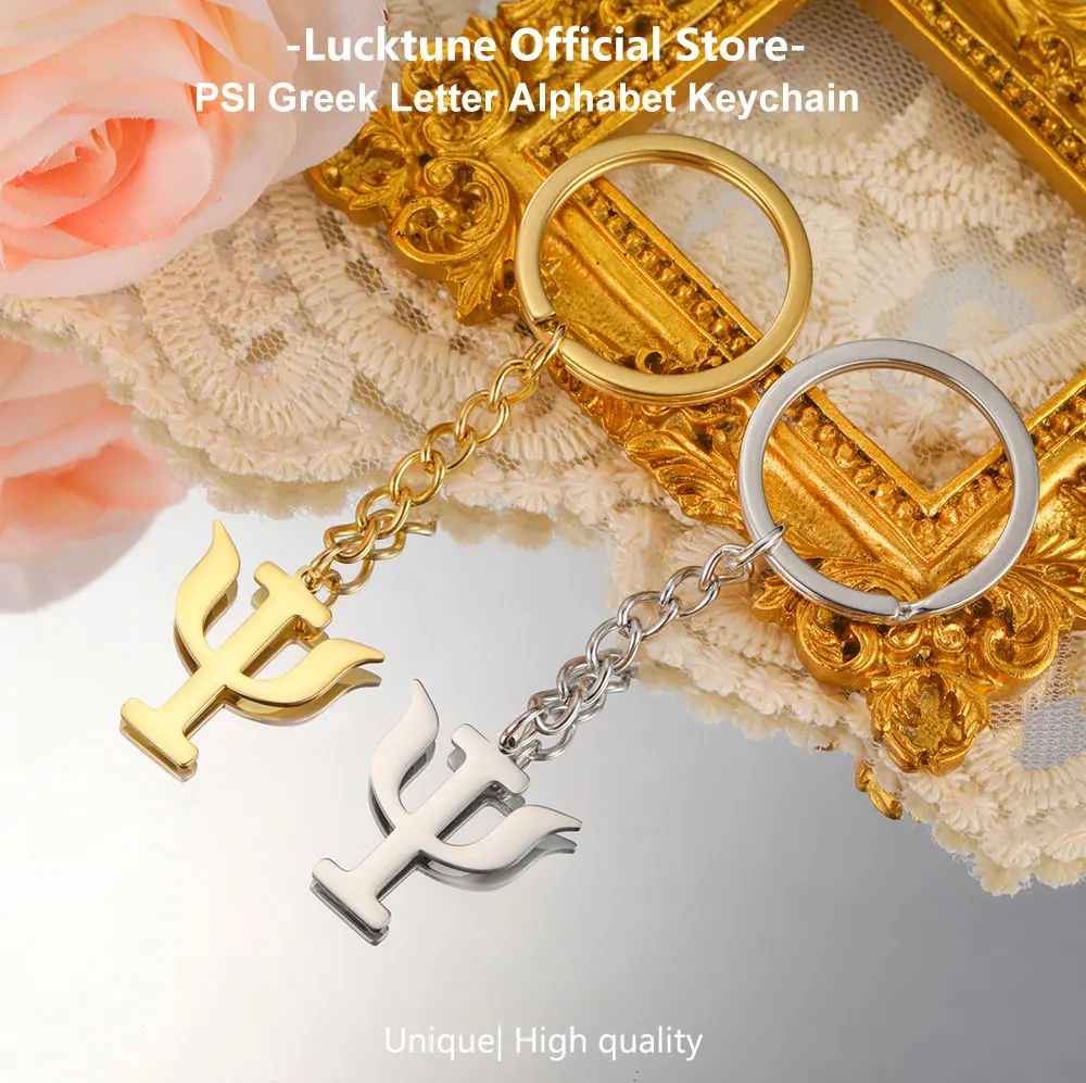 Lucktune PSI griechischer Buchstabe Alphabet Schlüsselanhänger Edelstahl Psychologie Schlüsselanhänger für Frauen Männer Handtasche Amulett Schmuck Geschenke Neu – Detail 3