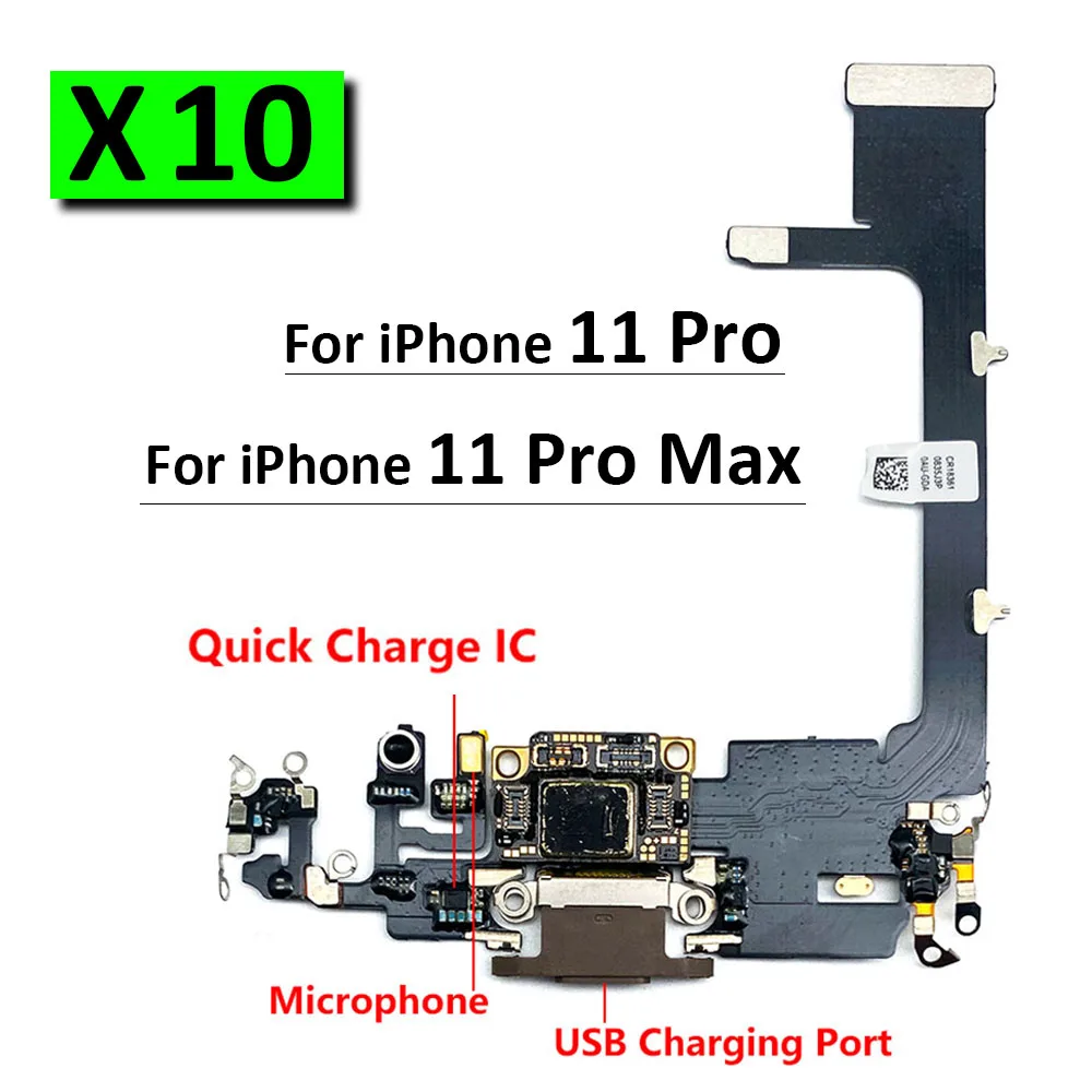

10Pcs/Lot, New For IPhone 11 Pro Max USB Charging Port Mic Microphone Dock Connector Board Flex Cable Repair Parts