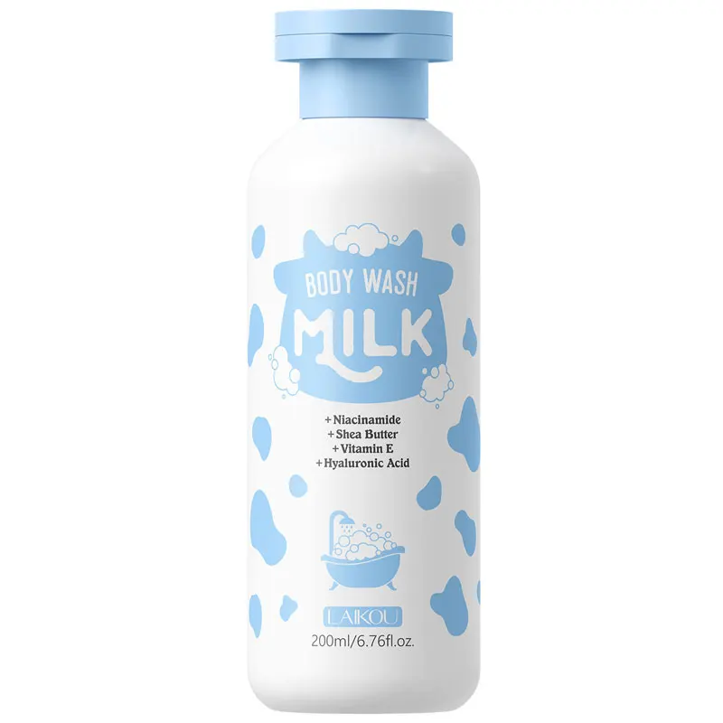 LAIKOU Milk Moisturizing Shower Gel 200ml Hydrating Moisturizing Soft Skin Cleansing Oil Control Shower Gel