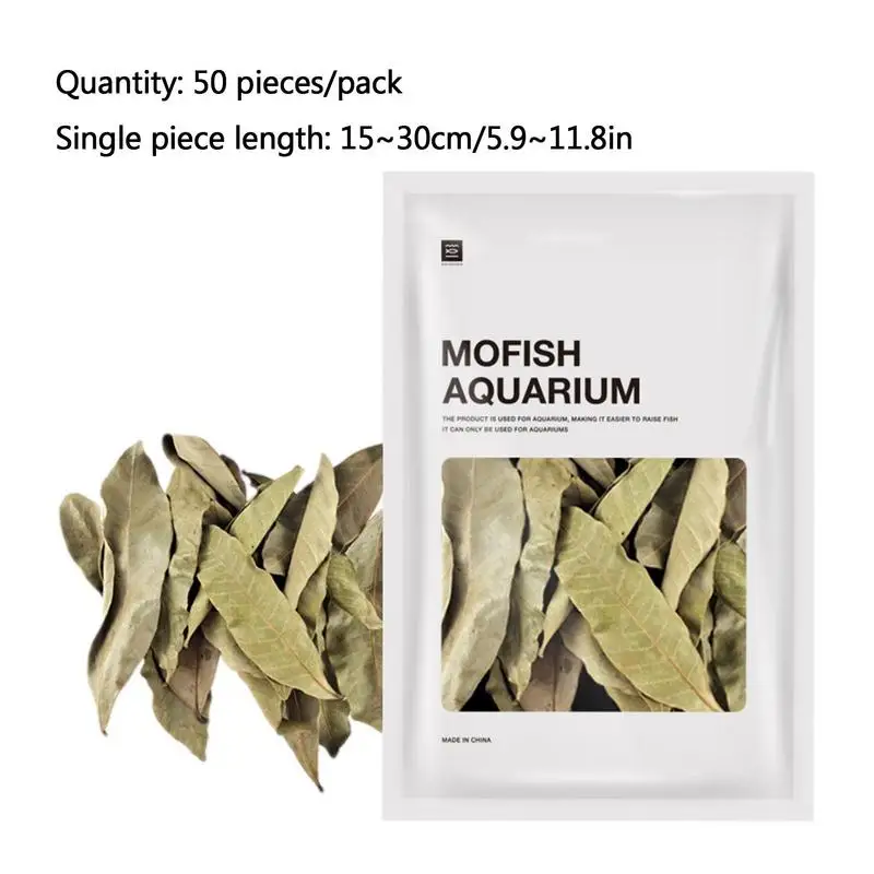 Aquarium Catappa Leaves Indians Almond Leaves Reduce PH Softened Purified Water Quality Multi-Purpose Decoration 50Pcs aquarium leaves