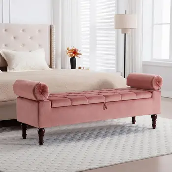67" Velvet Storage Ottoman with Adjustable Arms – Ashrose 1