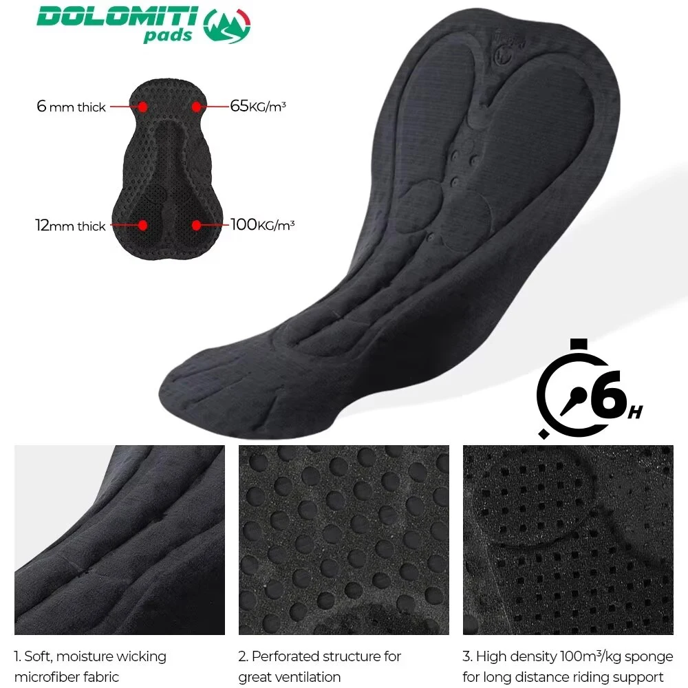 RION Cycling Bib Pants Men Thermal Fleece Padded Bicycle Tights MTB Mountain Bike Trousers with Pockets Windproof DOLOMITI 6H