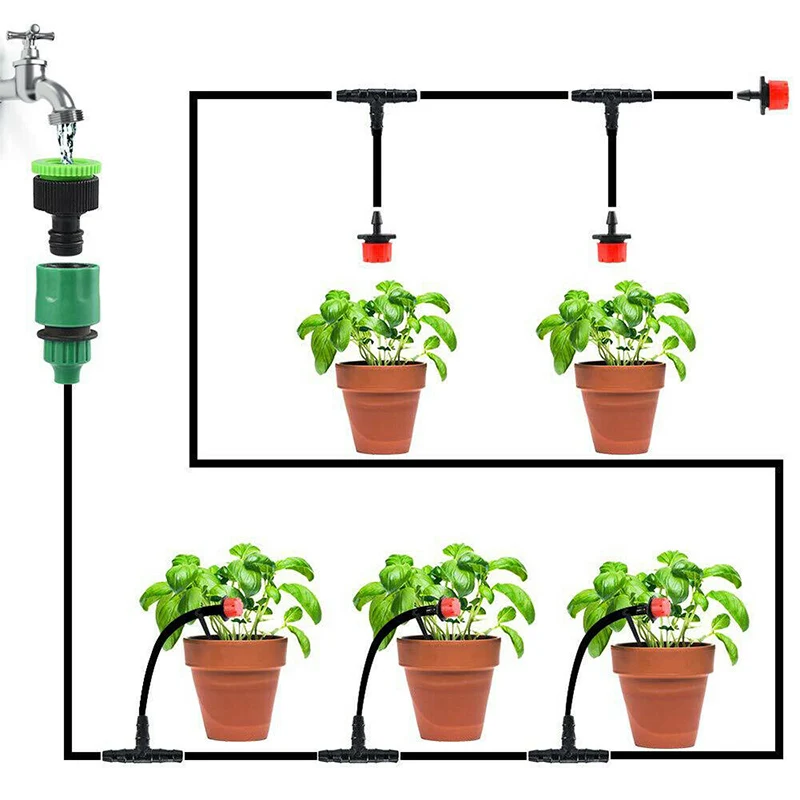 Garden 4/7mm Hose Micro Drip Irrigation System Auto Timer Plant Self Watering 