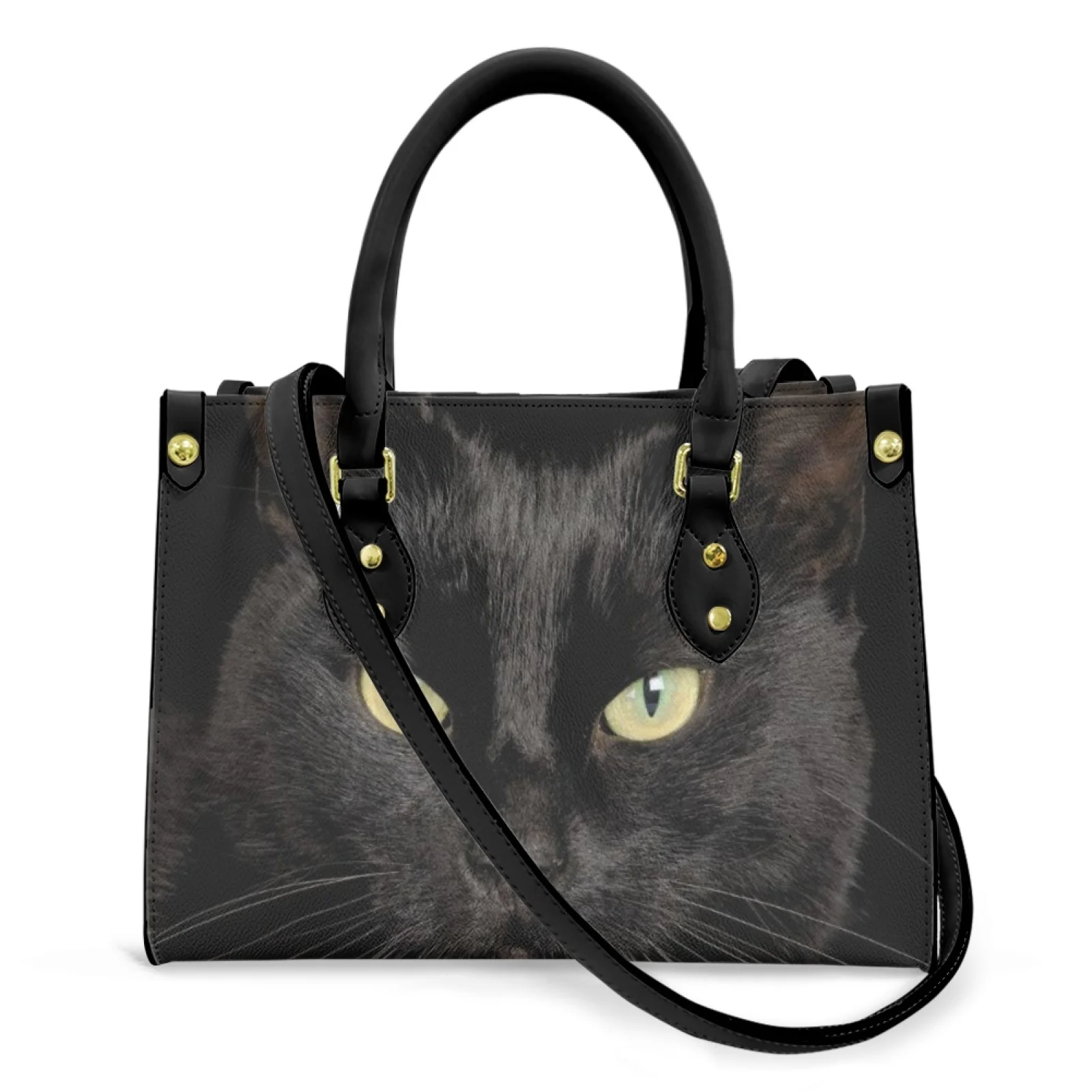 

Belidome Black Cat Print Women Purses Handbags Luxury Top Handle Leather Shoulder Bag Ladies Designer Satcel Messenger Tote Bag