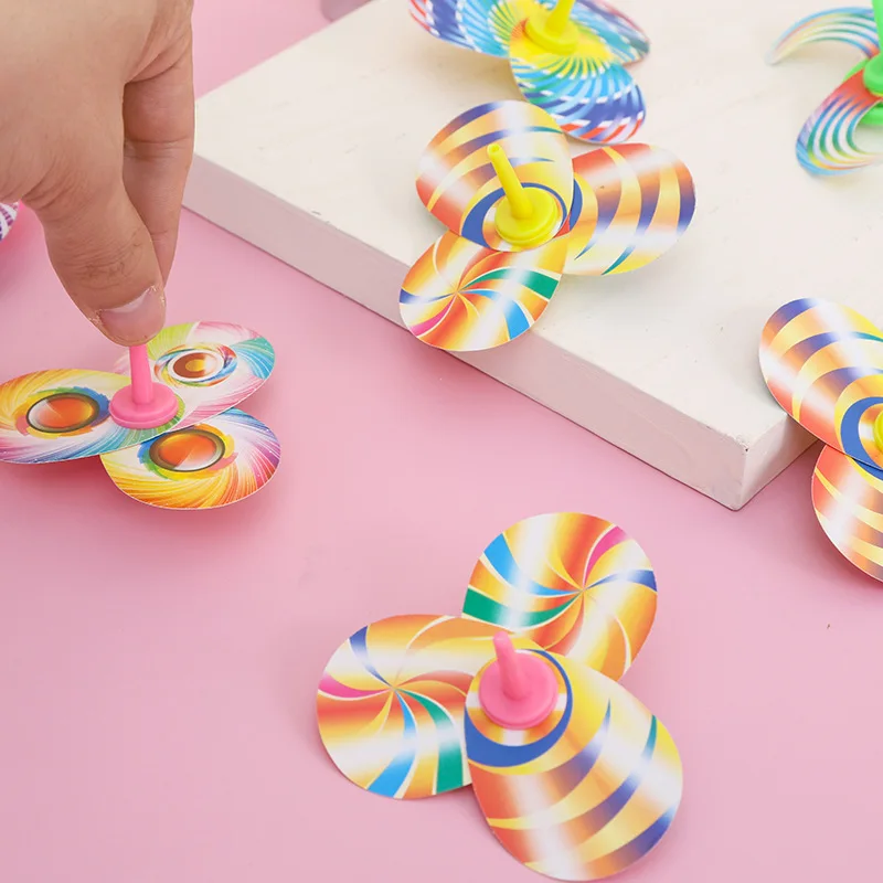 5PCS Mini Colorful Gyro DIY Paper Card Assembled Spinning Top Toys Novelty Creative Kids Education Montessori Desktop Game