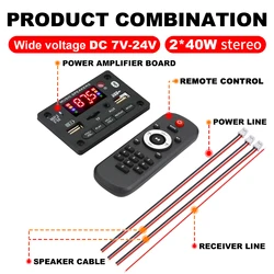 Wireless Audio Decoder Board with Amplifier & FM Radio Functionality (Black)