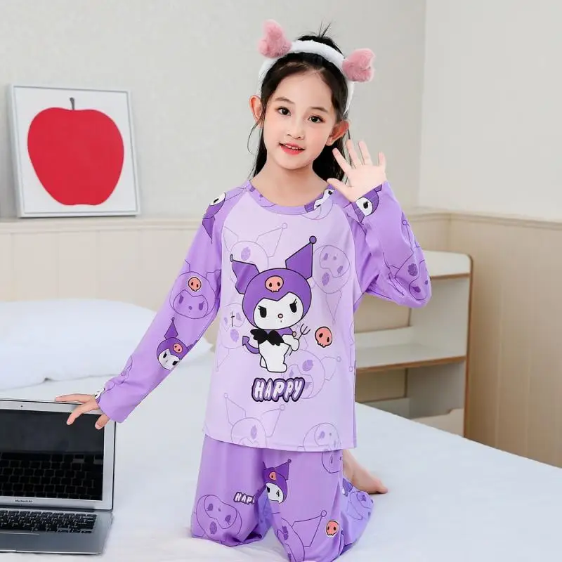 Kawaii Sanrio Cute Hello Kitty Kids Pajama Set Anime My Melody Kuromi  Cinnamoroll Cartoon Long Sleeve Long Pants Loungewear Gift - AliExpress