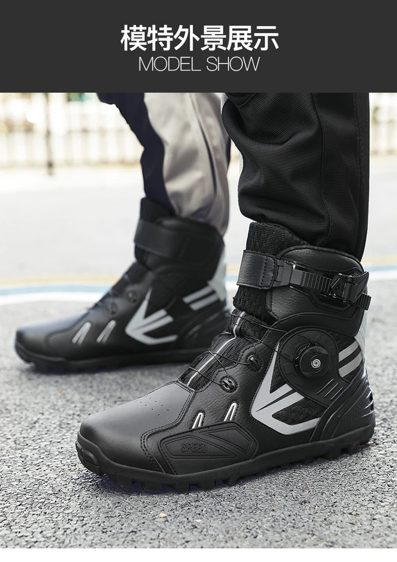 Mode Herren Split Leder Motorrads tiefel Moto Reit schuhe Outdoor Knöchel schuhe Größe 40-47 – Detail 15