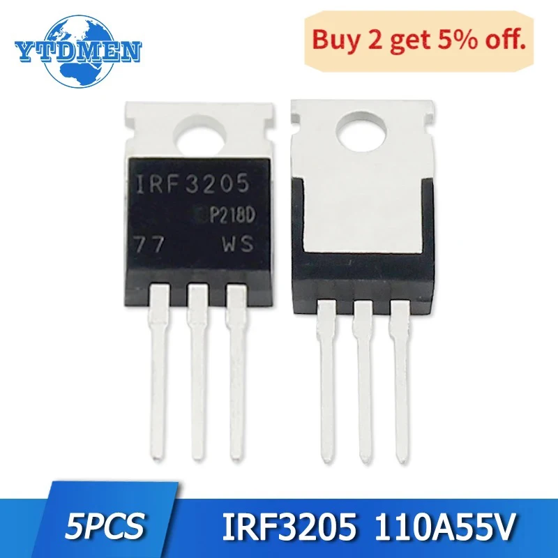 5PCS IRF3205 Mosfet Transistor 3205 IRF3205PBF Electronic Components TO220 FETs 55V 110A TO-220 IC Field Effect Transistors Set