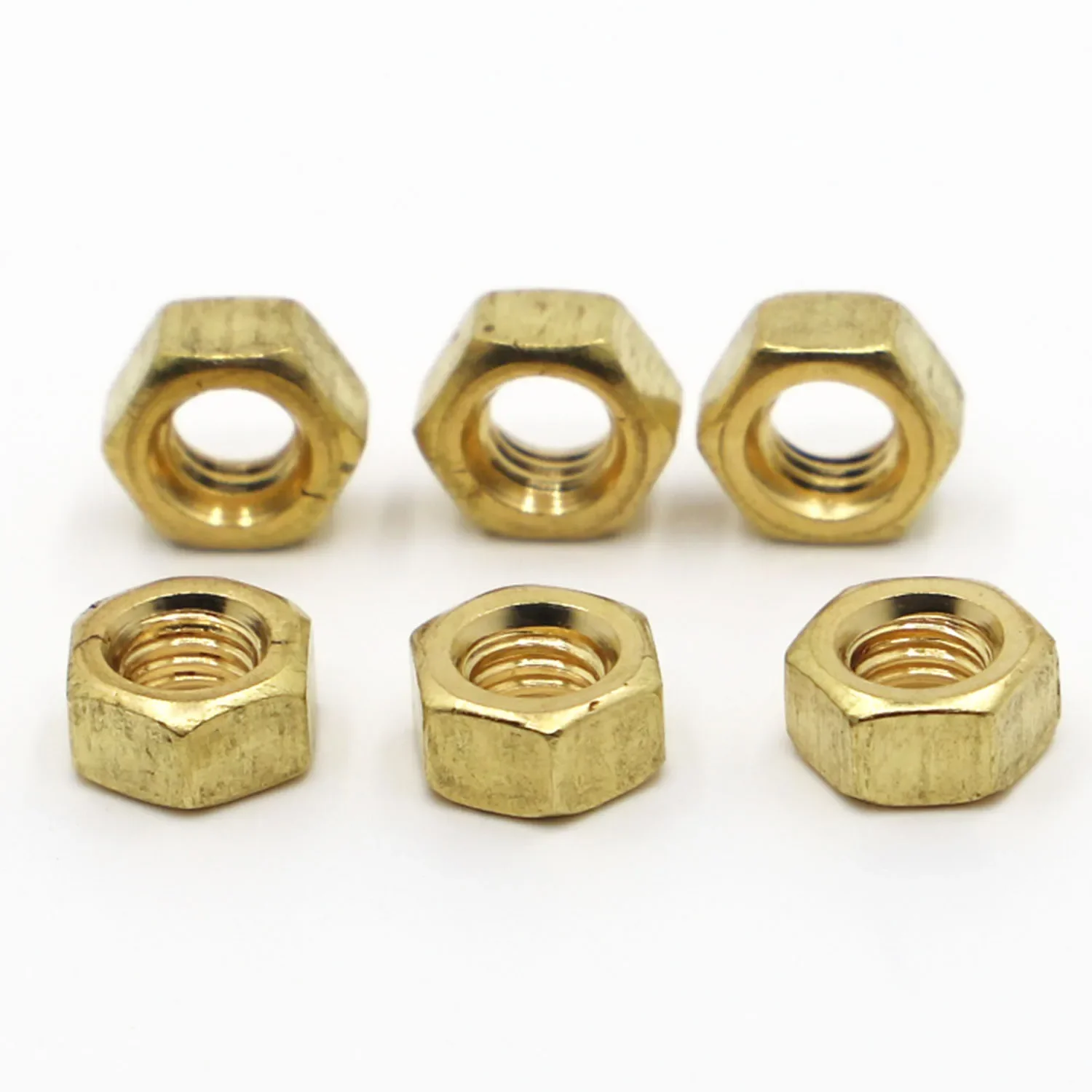DIN934 Solid Brass Copper Hexagon Nut for M1.6-M12 Screws Bolts 1-50pcs