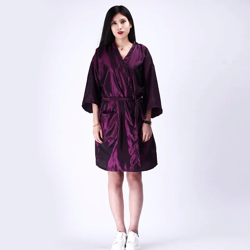 Salon Client Gown Robes Cape Hair   Cutting Smock for s Kimono Style Black dressing    4