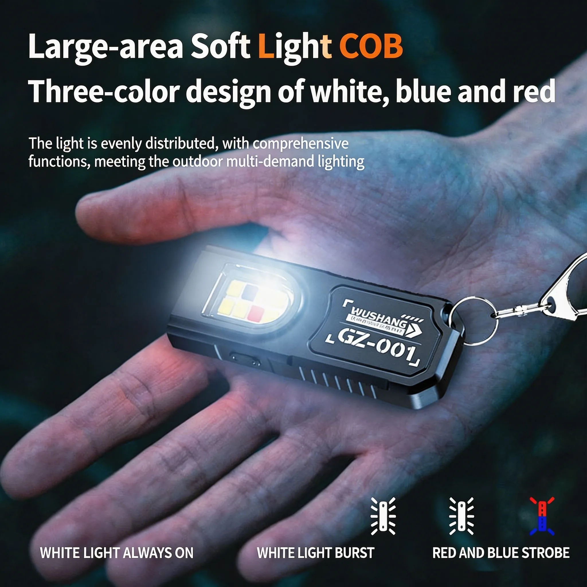 미니 COB LED 열쇠고리 손전등 USB C 충전 방수 휴대용 밝은 작업등 ..
