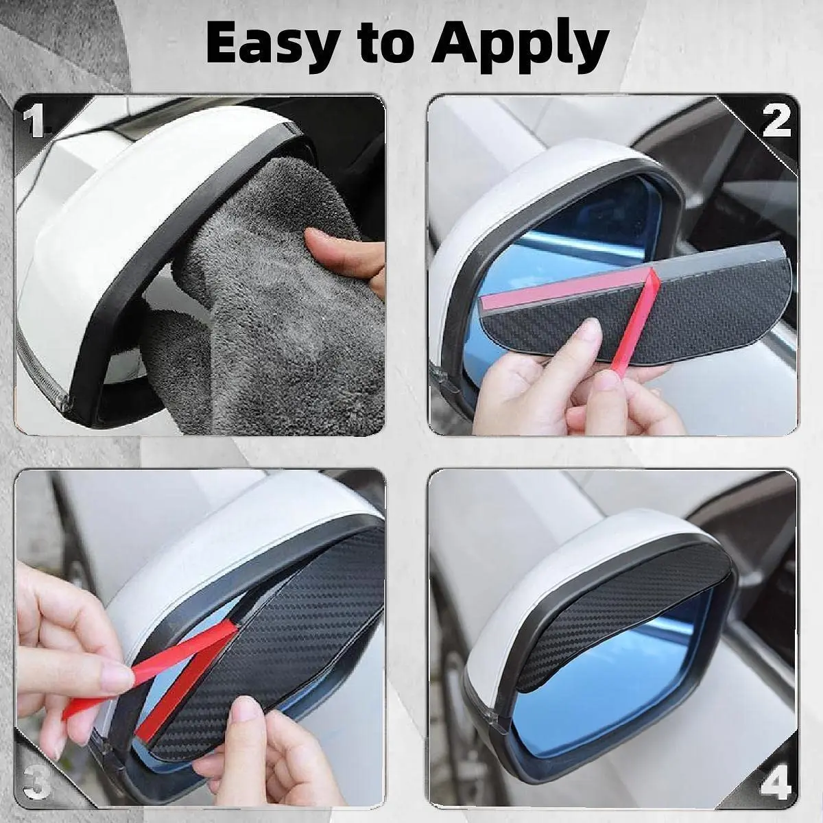 2pcs Car Rearview Mirror Rain Shield Rain Eyebrow Rain Cover Universal Carbon Fiber Rear View Side Mirror Rain Eyebrow Shield