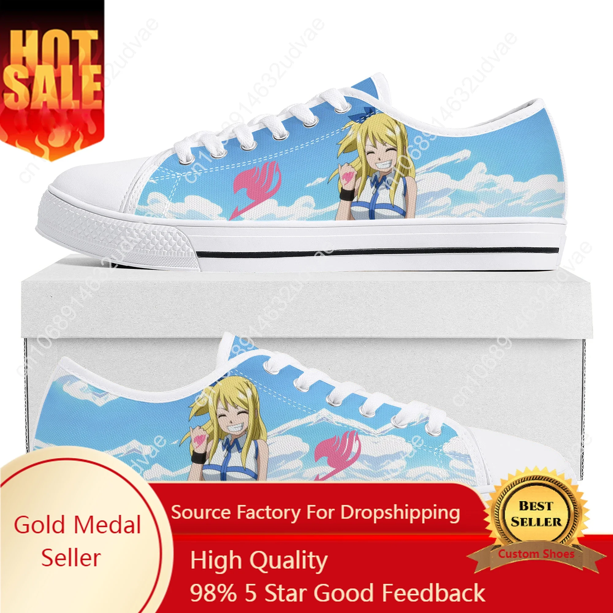 

Lucy Heartfilia F-Fairy T-Tail Low Top Sneakers High Quality Mens Womens Teenager Canvas Sneaker Couple Shoes Custom White Shoe