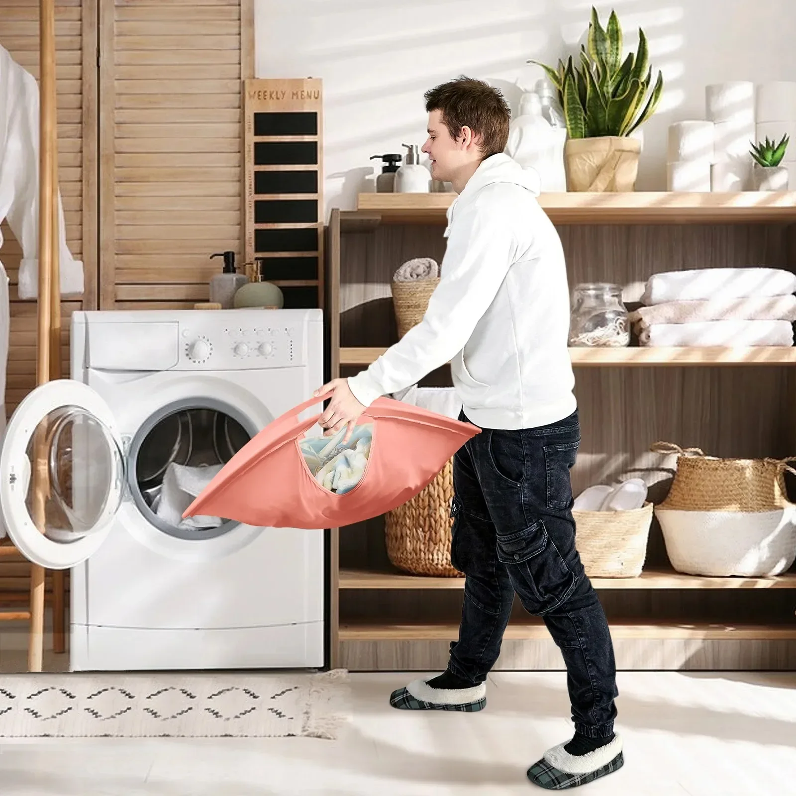 Description Picture 6 of item26-inch Space Saving Organizer Laundry Storage Basket Foldable Pop-up Basket Dirty Clothes Bag Portable Container Home