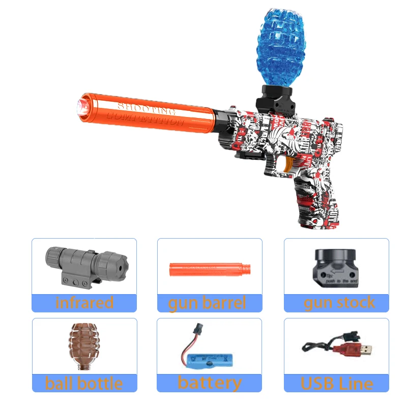 Kids Outdoor Toy Electric Blaster Gun Shooting Bullet Pistols Summer Play Water Shooting Interactive Party Game Children Adult