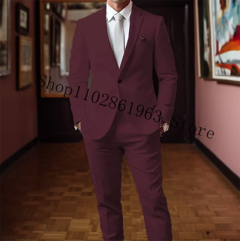 White Wedding Men Suits Slim Fit Groomsmen Bridegroom Wedding Tuxedo Formal Groom Wear 2 Pieces Suits Blazer Pants Costume Homme