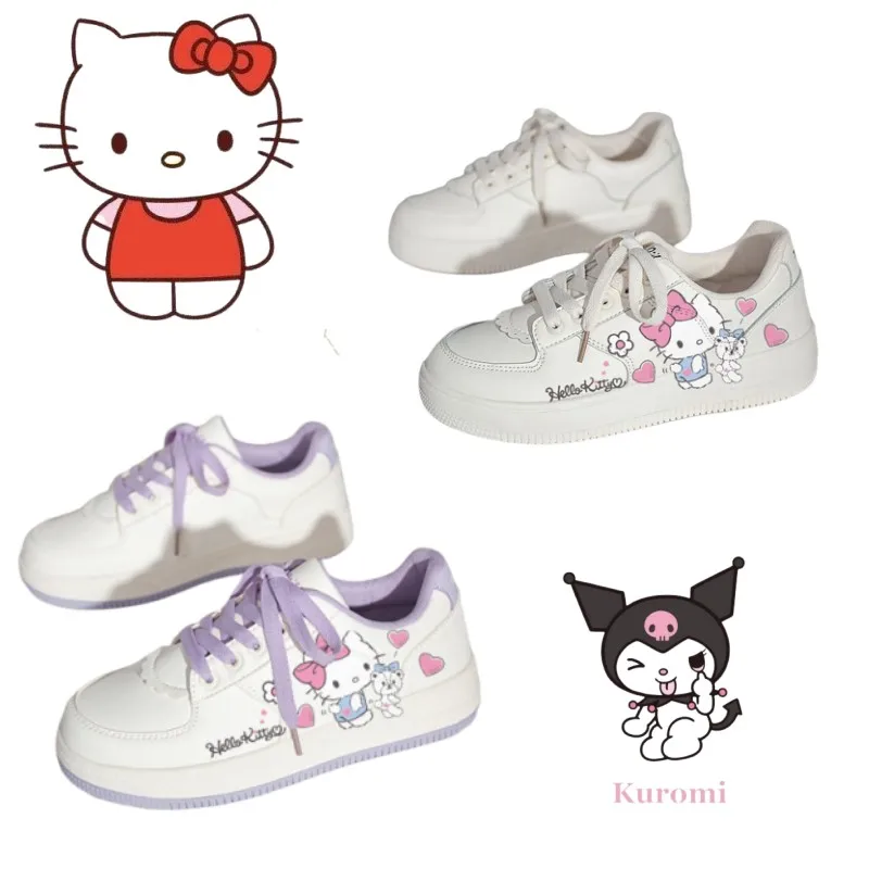 

Женские кроссовки с рисунком Hello Kitty, новые модные кроссовки в Корейском стиле Y2K для студентов, дышащая спортивная обувь с белым рисунком, подарок