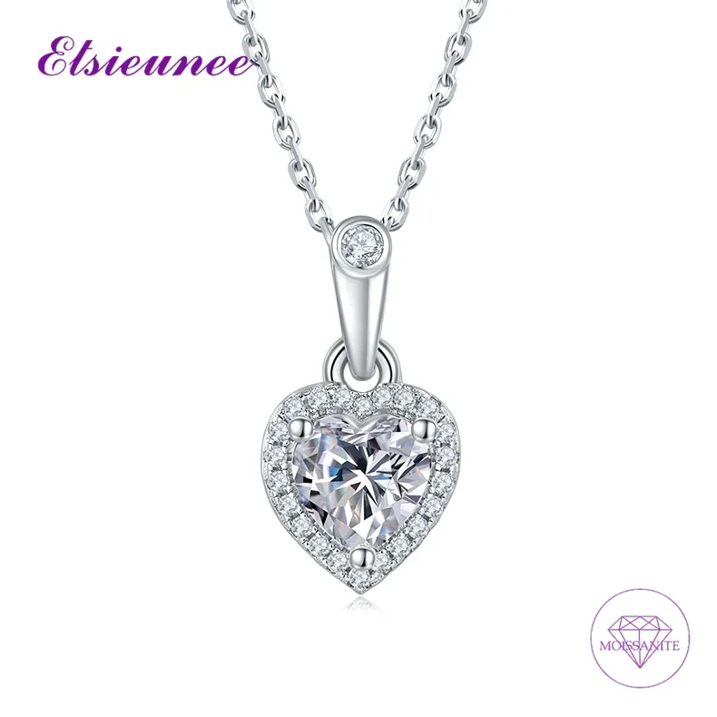 D Color VVS1 3EX Heart Cut Real Moissanite Pendant Necklace Earrings S925 Sterling Silver Wedding Engagement Women Jewelry Sets