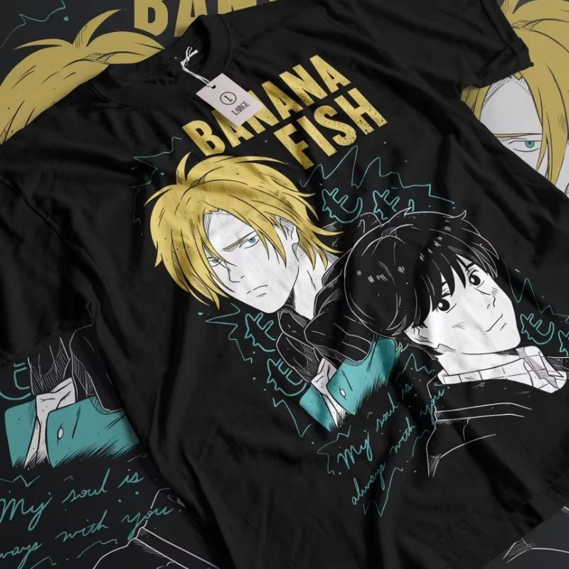 Banana Fish Anime Grafik-T-Shirt Vintage Washed Ash Lynx Eiji Manga Merch Harajuku Unisex Oversized Baumwoll-Kurzarm-T-Shirt