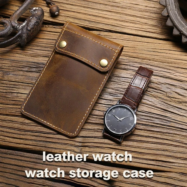 Caja de reloj de cuero genuino para hombre y mujer, bolsa organizadora  portátil de lujo, estuche de almacenamiento de viaje para amantes de los  relojes - AliExpress