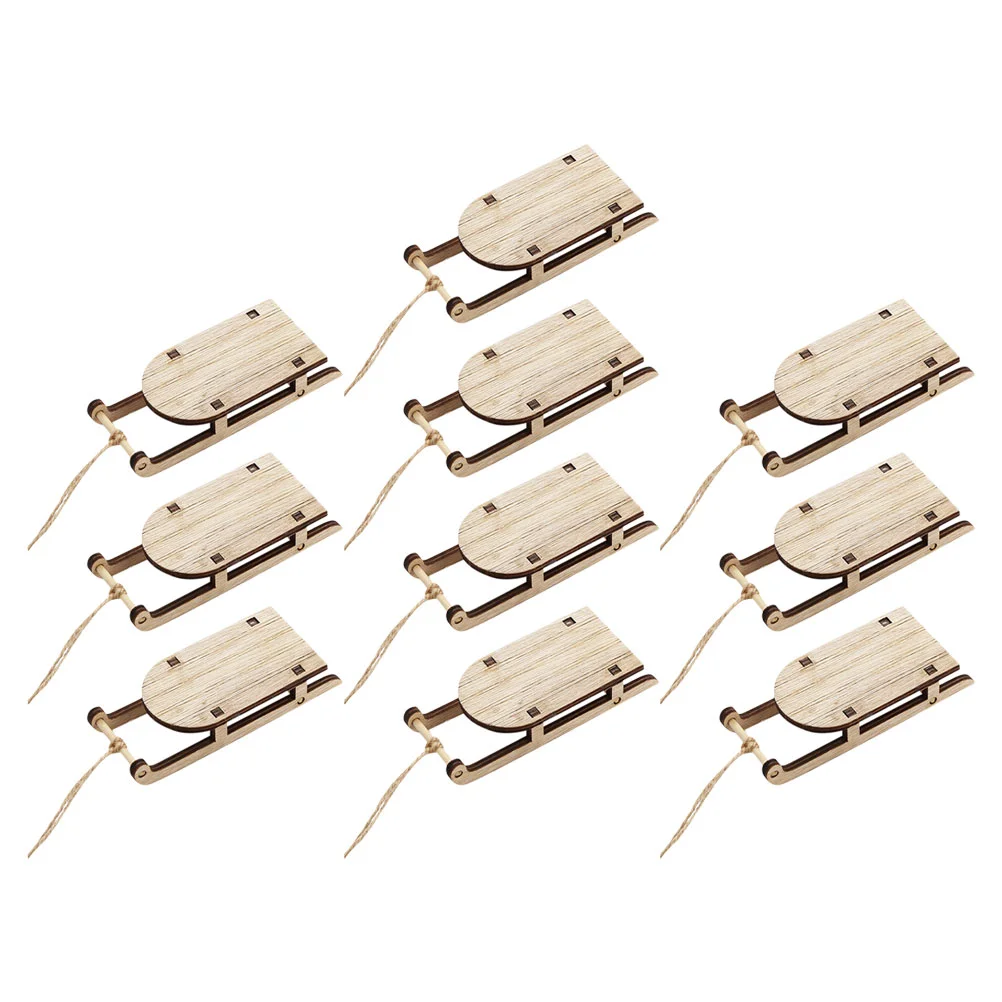

"Christmas Wooden Sleigh Ornaments Set of 10 for DIY Crafts and Tree Decoration"