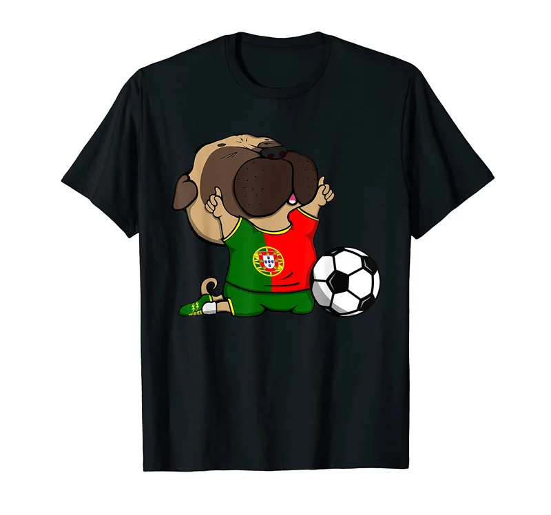 Divertente Dabbing Dog Portogallo Soccer 100% Cotton Flag T Shirt Fans Jersey Uomo Donna T-Shirt Hip Hop Tees Per Ronaldo Fans Gift