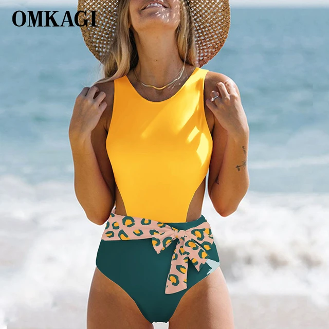 OMKAGI One Piece Swimsuit Sequins Backless Women's Swimming Suit