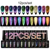 MEET ACROSS 12PCS/SET Aurora Cat Magnetic Gel Nail Polish Moonligh Magnetic Semi Permanant Soak Off Nail Art Gel Varnish Kits 3