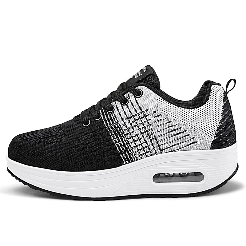 New brand Women Outdoor Casual Sport Shoes Big Size Non Slip Sneakers Slip On Loafers Comfortable Height Increase Swing Shoes