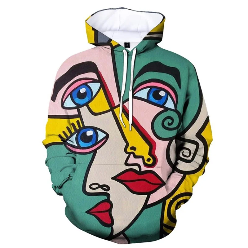 thumbnail image 1 of Sudadera con capucha con estampado 3D de arte abstracto y grafiti para hombre, sudadera holgada informal de manga larga con patrón de personalidad, sudaderas con capucha de calle, 1 of 5