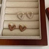 French Romantic Wine Red Enamel Heart Shaped Pendant Earrings Fashion Jewelry For Women Eardrop Accessories 2
