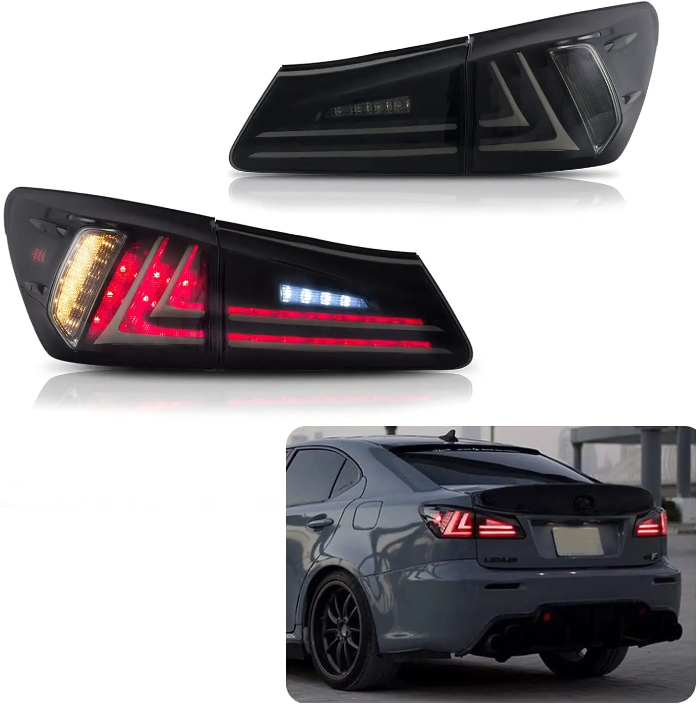 

Светодиодные задние фары для Lexus IS250 IS350 ISF 2006-2012, задние фары в сборе с светодиодный ными дневными ходовыми огнями и поворотным сигналом
