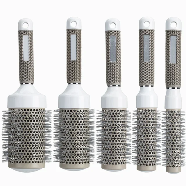 Spazzola per capelli agli ioni di ceramica di 5 dimensioni Spazzola per capelli nano Ioni in ceramica termica Pettine rotondo Parrucchiere Parrucchiere Styling Asciugatura Curling 5