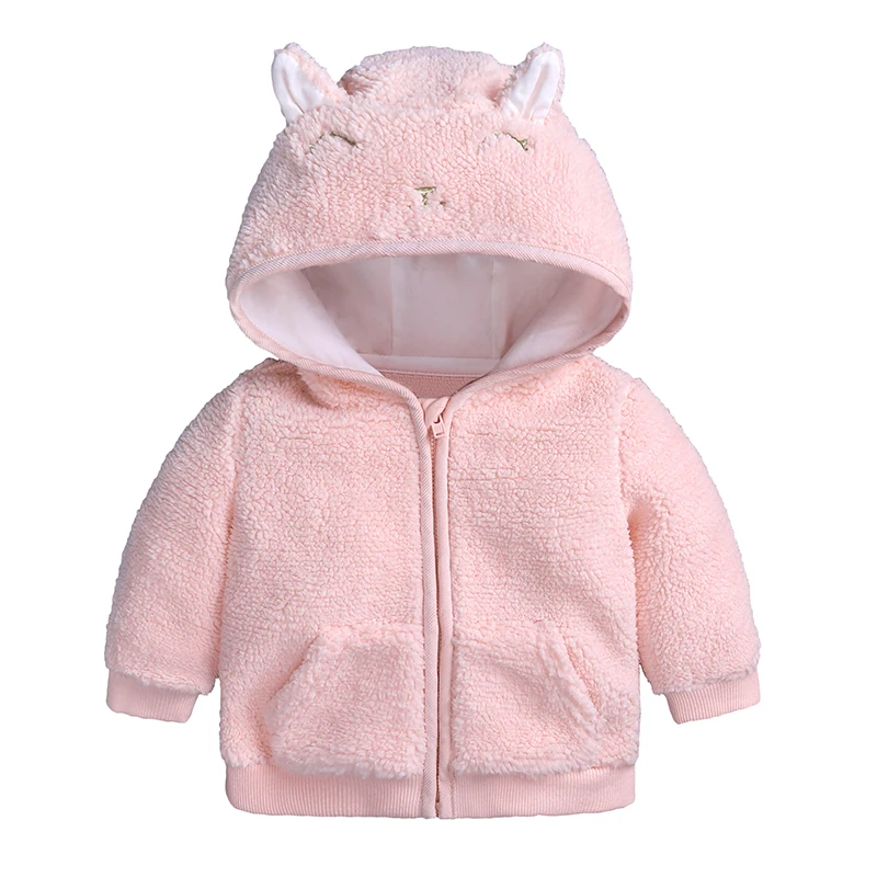 Baby Girls and Boys Fleece Coat Newborn Cute Winter Hoodie Infant Clothes Girl Zipper Coat Long Sleeve Baby Jacket