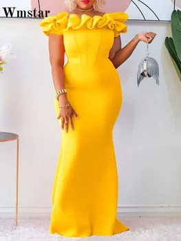 Wmstar Dresses for Women Wholesale Party Fishtail Ruffled Bodycon Off Shoulder Elegant Evening Dress New in Summer Dropshopping 1