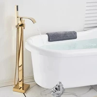 SHBSHAIMY Chrome Floor Bathroom Bathtub Faucet with Handshower Two Function Shower Faucet Hot Cold Water Mixer Taps 2