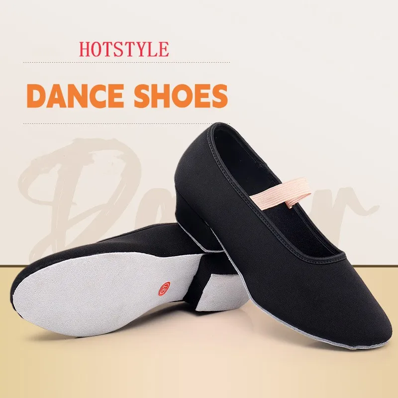 

Women Soft Suede Sole Ballet Dance Shoes Adult Girls Teachers Practice Ballroom Cha-Cha Latin Indoor Dance Shoes Black 3cm Heel