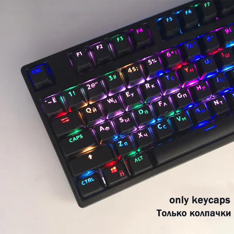 Keycap de Teclado Mecânico Perfil Oem Keycap para mx Switch 61 84 104 Chaves Russo Coreano Keycaps Retroiluminados Perfil Abs