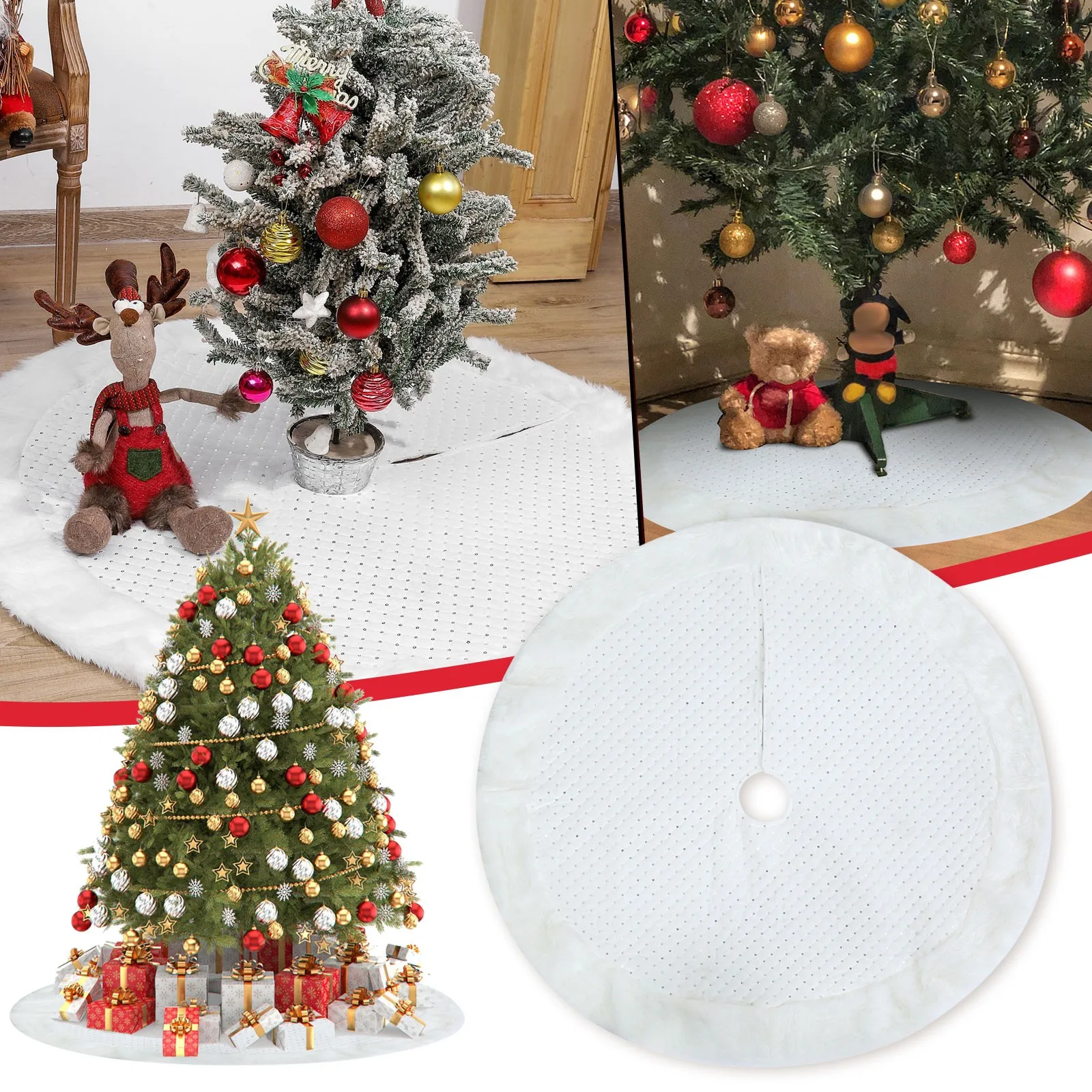 

Christmas Tree Skirt Whith Christmas Tree Apron Mall Christmas Tree Decoration Decorations for Home