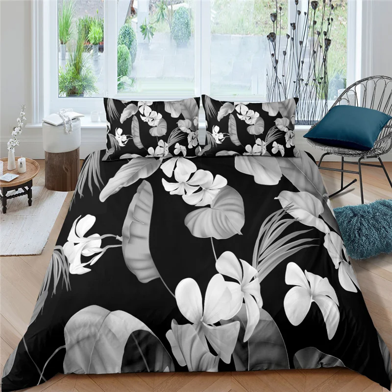 Home Textile Luxury 3D Large Leaves Print 2/3Pcs Kids Duvet Cover Pillowcase Bedding Sets Single Queen and King EU/US/AU Size