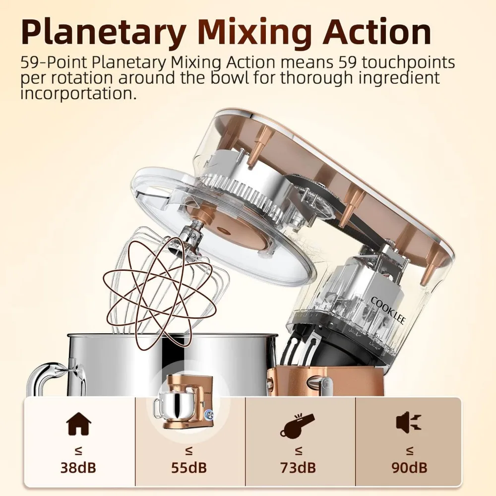 Stand Mixer, 9.5 Qt. 660W 10-Speed Electric Kitchen Mixer with Dishwasher-Safe Dough Hooks, Flat Beaters 4