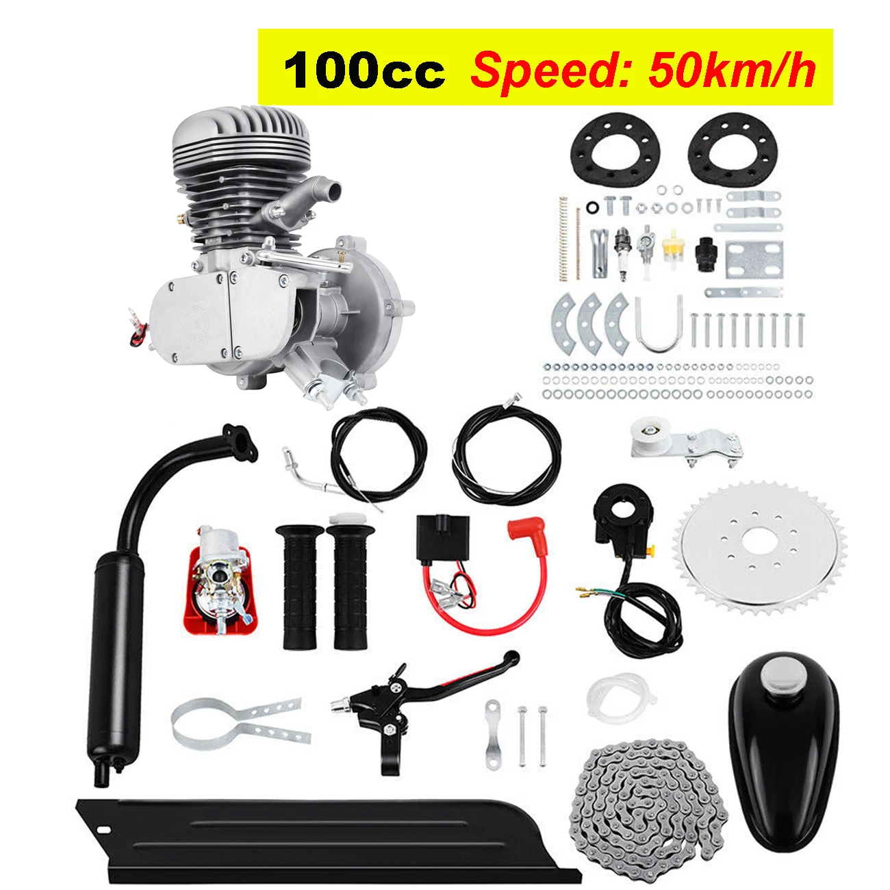 Bike Engine Kit 110cc  80cc 50cc 2-Stroke For DIY Electric Fuel Motorized Bicycle MTB Scooter Gasoline Motor Set Powered Starter