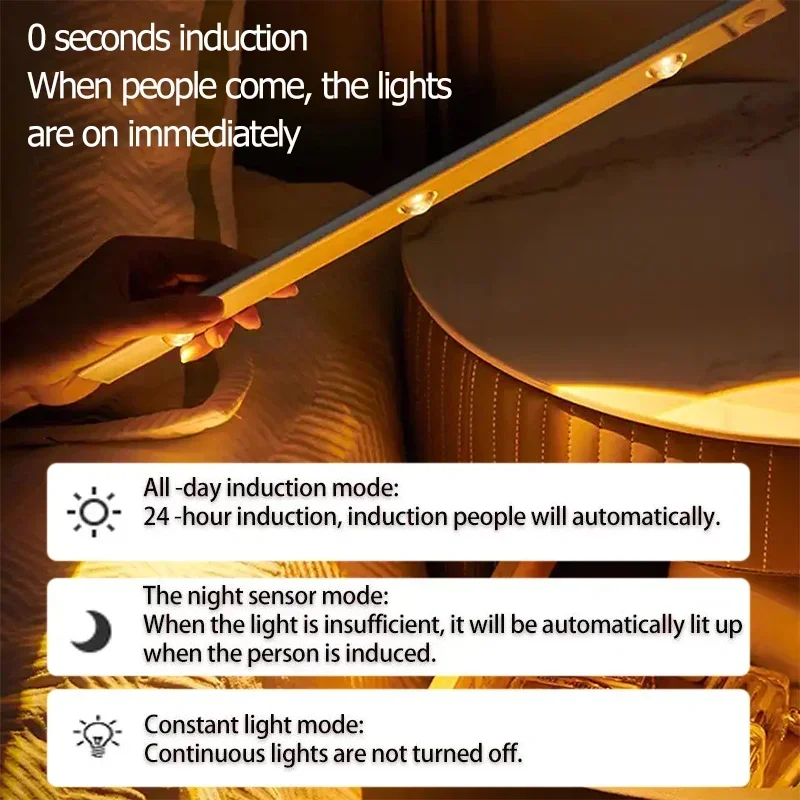 Motion Sensor Light LED Night Light LED Motion Sensor Light LED Cabinet Light Under Cabinet Light Cabinet Lights LED Cabinet Lights Motion Sensor Lights 3 in 1 Under Cabinet Lights Wireless Lamp with Motion Sensor Night Lights for Kitchen Bedroom Wardrobe Closet Desk 20/30/40/50CM