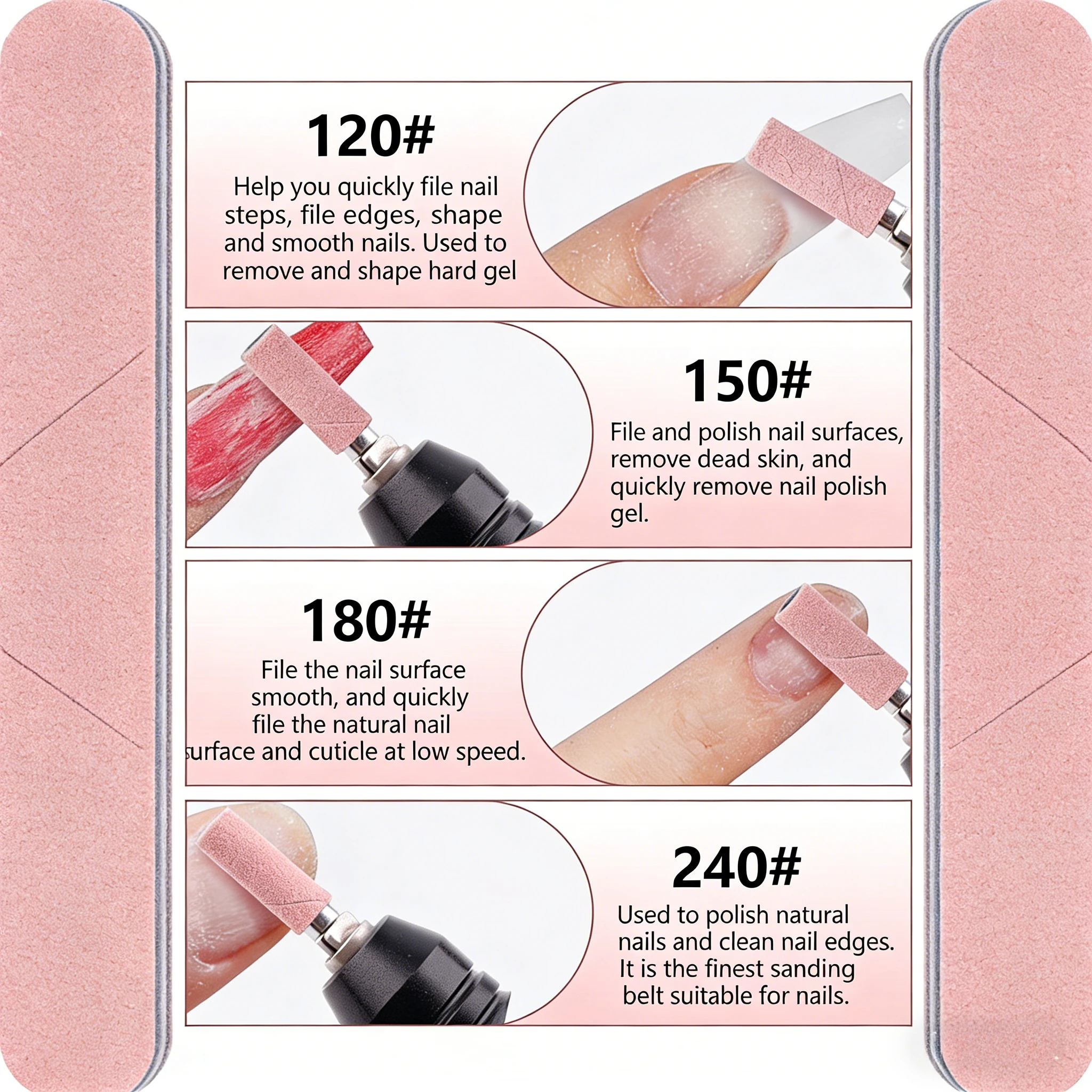 3mm 80개 미니 지브라 네일 샌딩 밴드 전동 네일 드릴 비트 UV 젤 아크릴 폴리쉬 제거용 네일 액세서리 도구