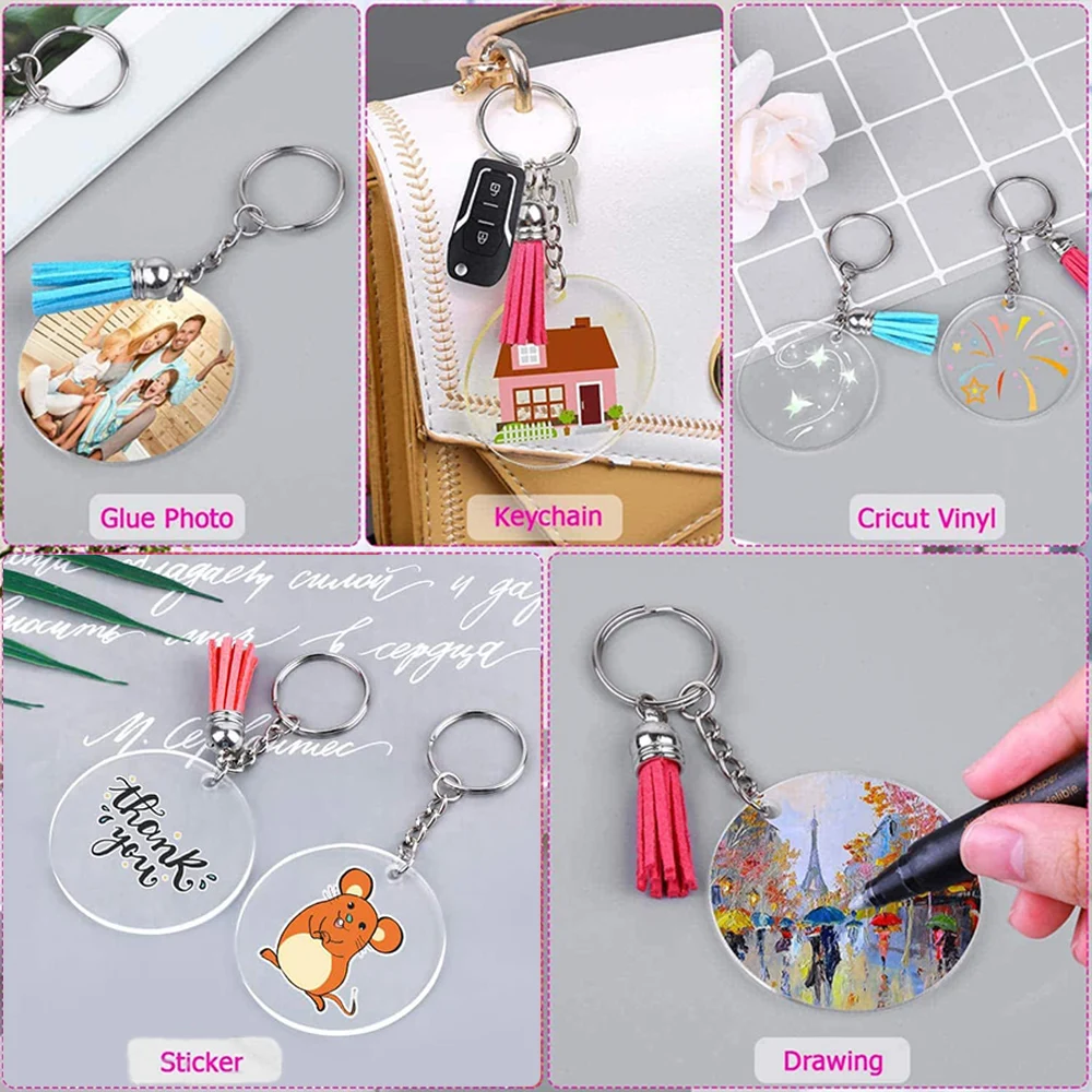 SANNIX Lot De 60 Décorations De Noël Rondes En Acrylique Transparent De 7,6 Cm Avec 70 Rubans En Acrylique Pour Loisirs Créatifs, Décorations De Fête De Noël
