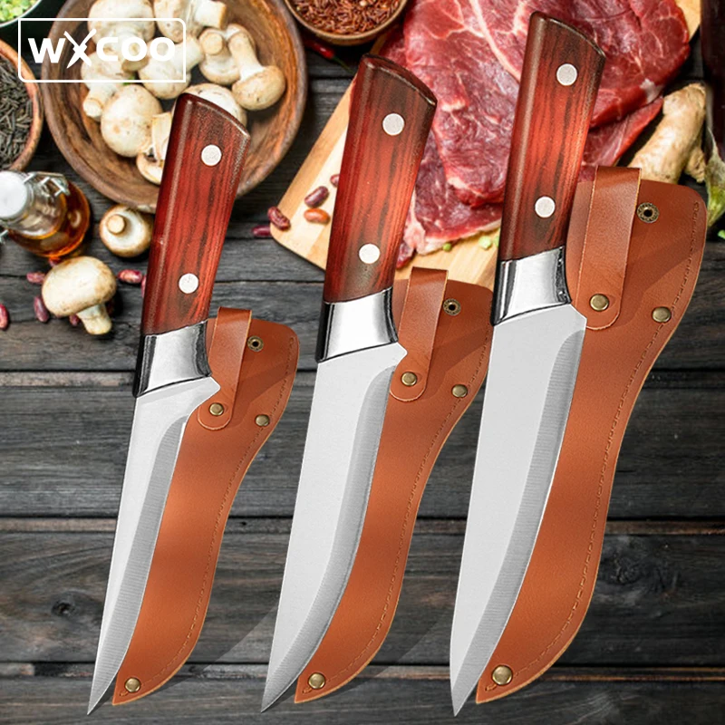

Кухонные ножи шеф-повара, мясник, нож для резки костей с ножнами, острый нож шеф-повара для мяса, рыбы, фруктов, овощей, убоя овец