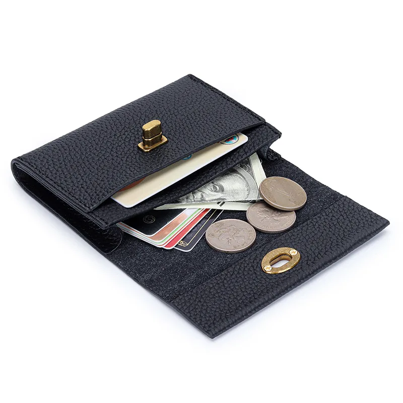 Customized Genuine Leather Retro Cardholder and Lipstick Storage Wallet
